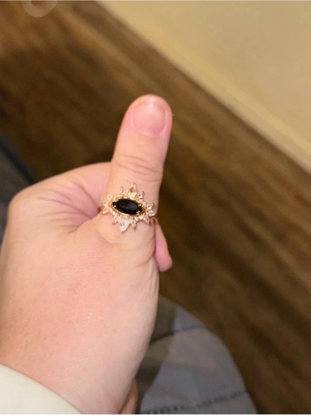 Rose Gold Sunburst Ring with Black Onyx Center Stone